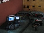 A35MT setup - IC7000 rig, a PDA with a Greyline software, K1EL memory keyer and remote antenna control switch