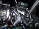 Inside the portable shack