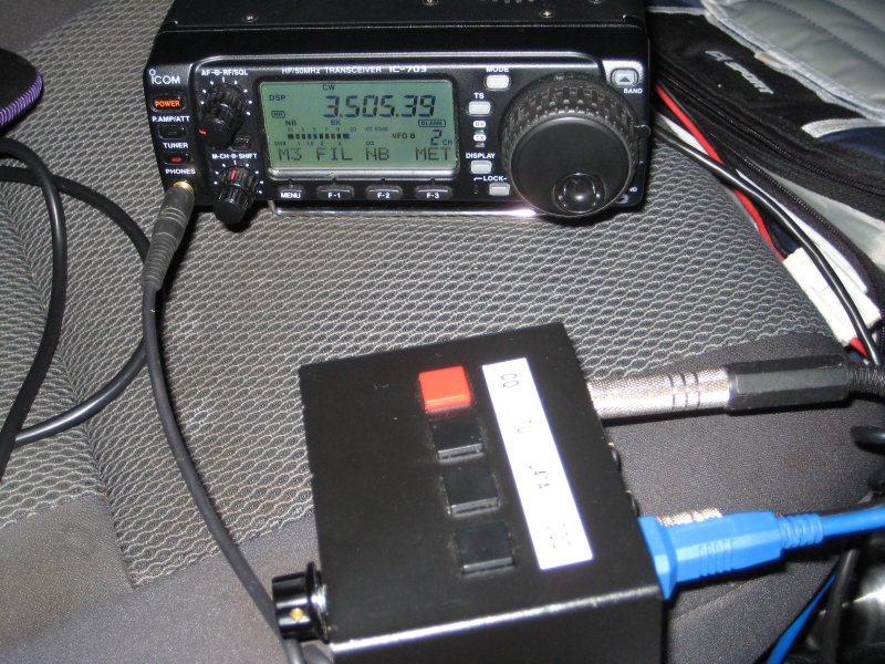 QRP setup - IC703 rig and K1EL keyer