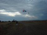In no wind VK3EGN manages to fly a parafoil kite - I can only envy his skills