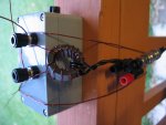 Half wave vertical is fed using LC circuit with Amidon (43 material) toroid - good solution for QRP but gets VERY HOT @ 100w